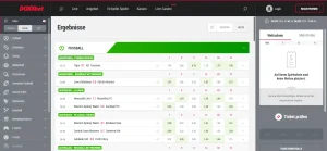 Ergebnisübersicht des Anbieters mit Spielständen in deutscher Browserübersetzung